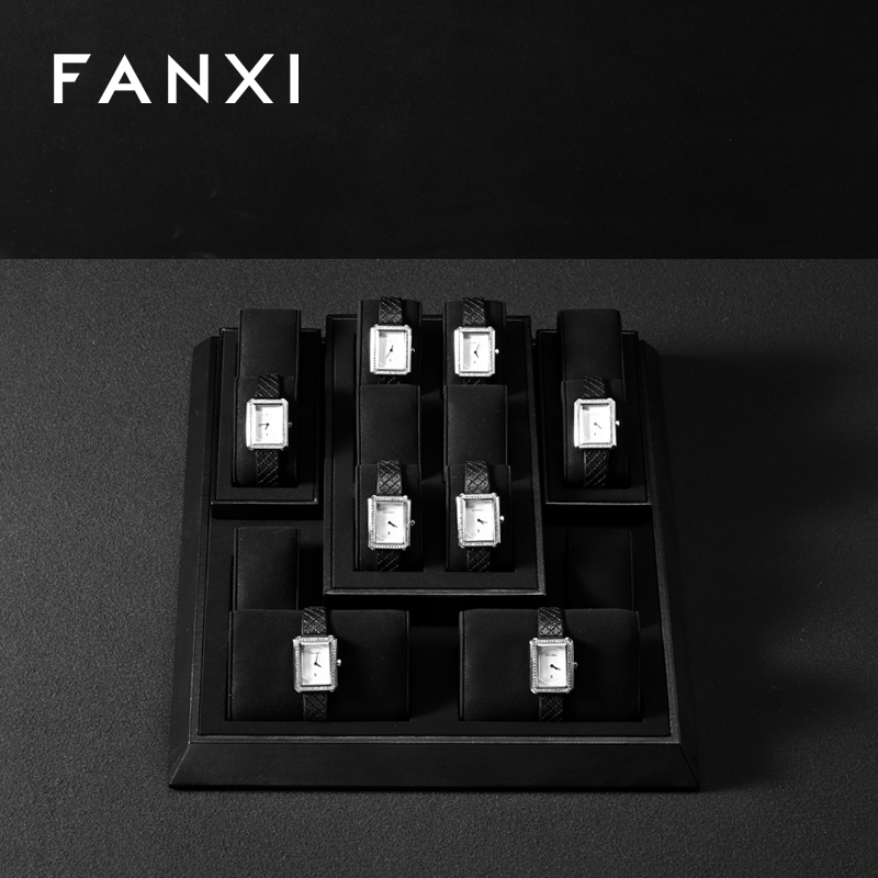 FANXI high quality luxury black microfiber watch display stand