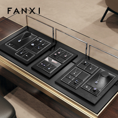 FANXI wholesale metal structure jewellery holder wrapped with black PU leather