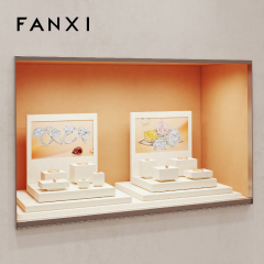 FANXI new arrival beige colour microfiber jewelry rack jewellery window display