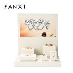 FANXI new arrival beige colour microfiber jewelry rack jewellery window display