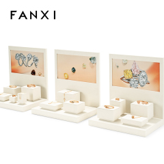 FANXI new arrival beige colour microfiber jewelry rack jewellery window display