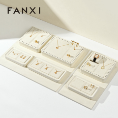 FANXI custom cream colour microfiber material jewelry display stand set