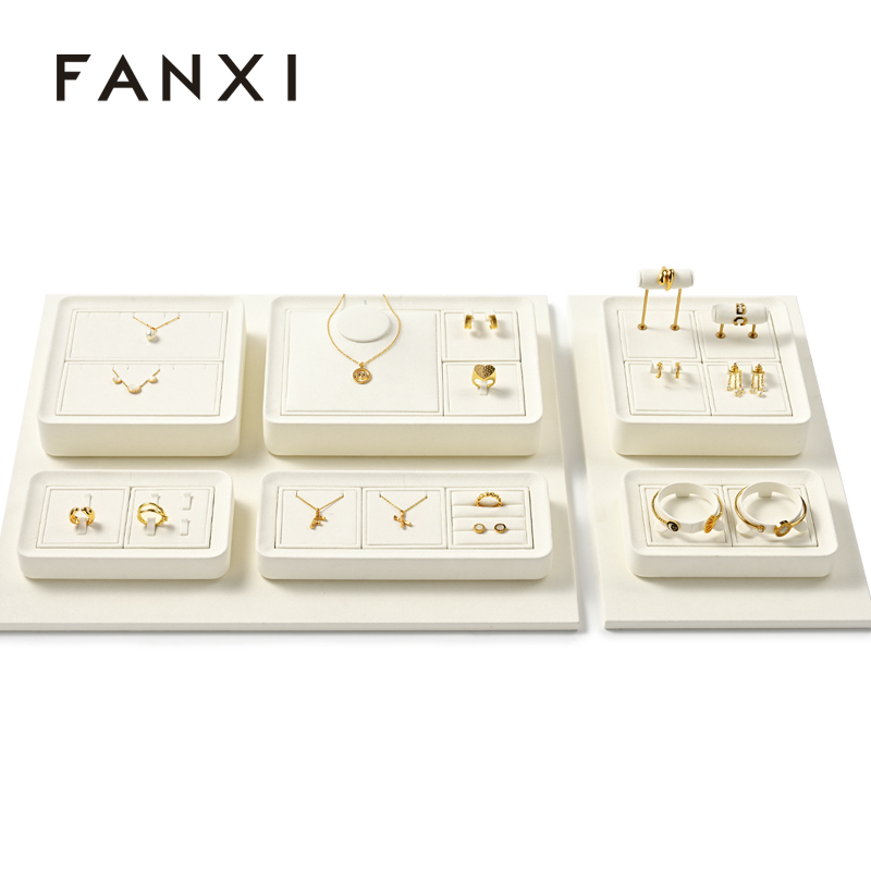 FANXI wholesale cream microfiber stand for jewelry