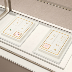 FANXI fashion beige colour metal jewellery display wrapped with microfiber