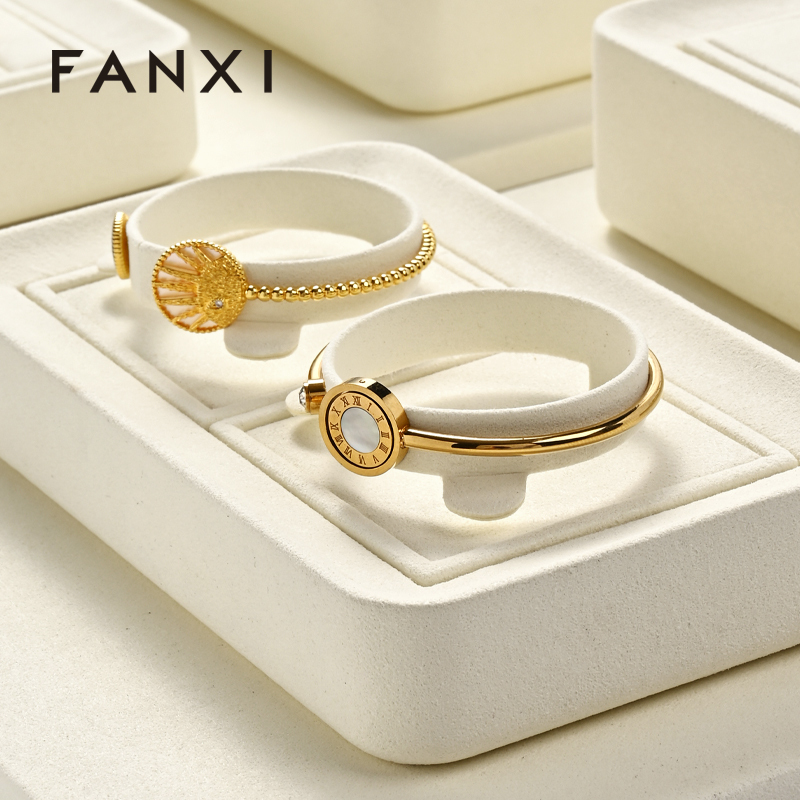 FANXI wholesale cream microfiber stand for jewelry