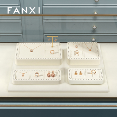 FANXI custom cream colour microfiber material jewelry display stand set