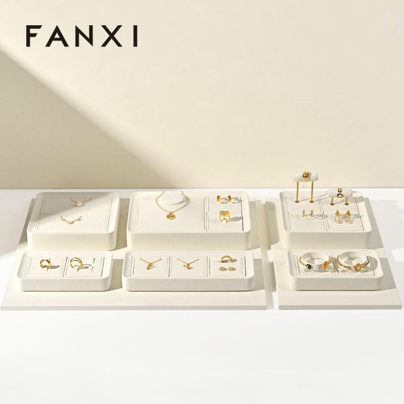 FANXI wholesale cream microfiber stand for jewelry