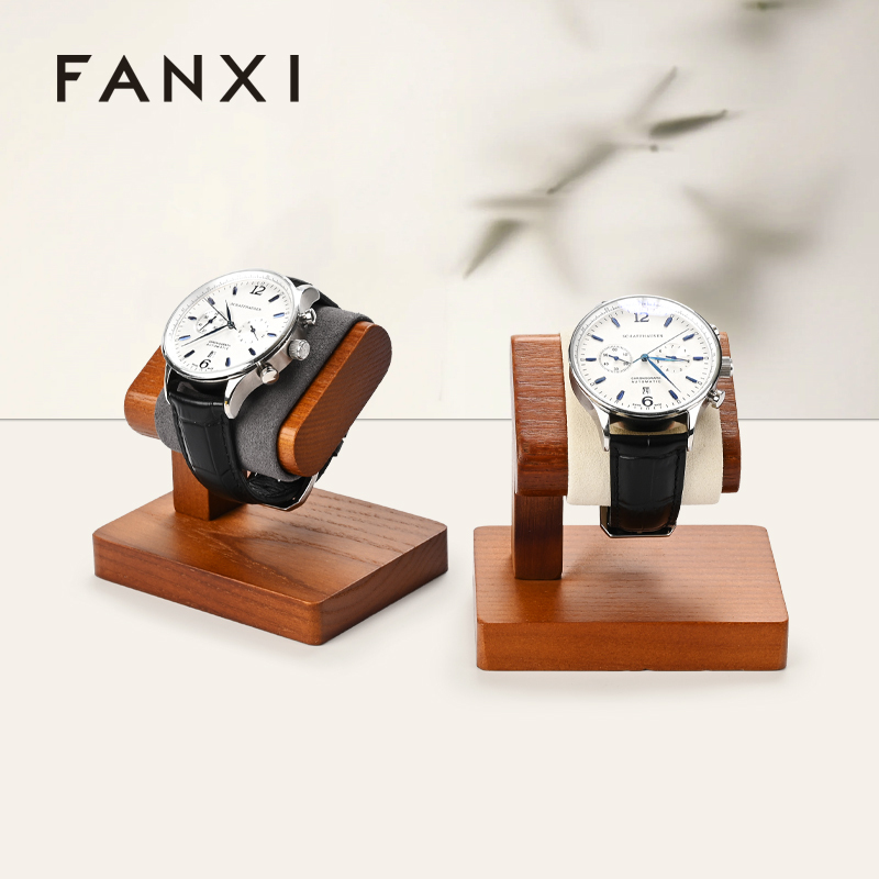 Fanxi high end black solid wood microfiber watch display stand