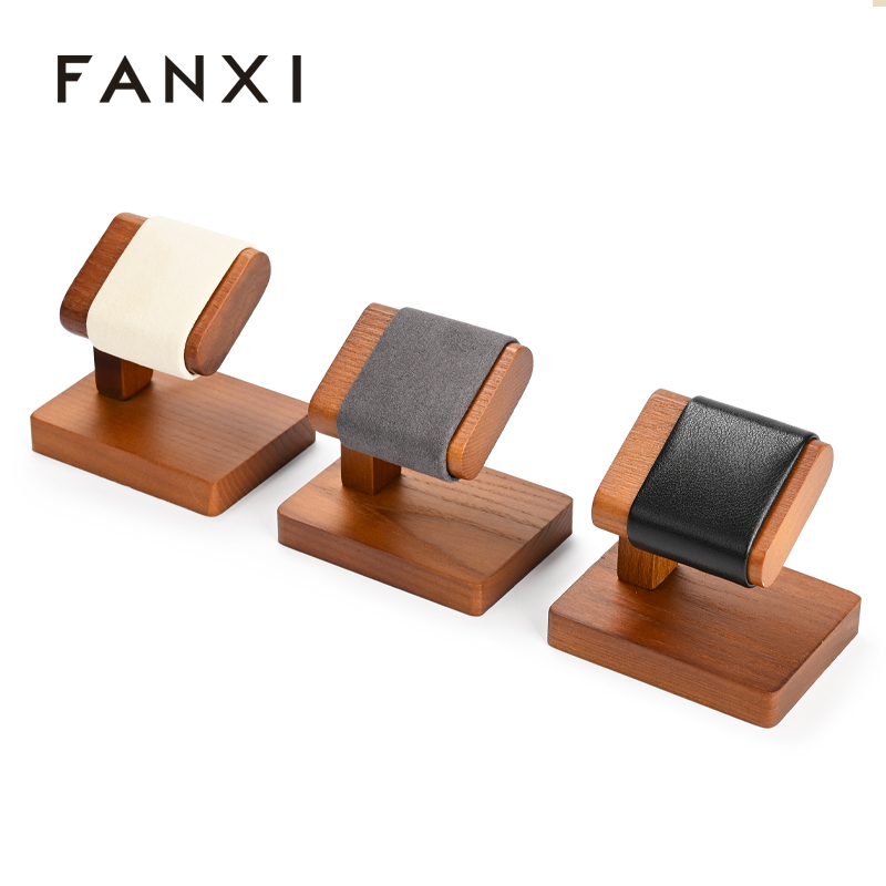 Fanxi high end black solid wood microfiber watch display stand