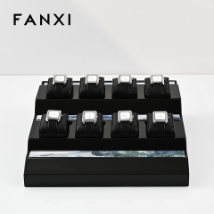 Fanxi luxury black PU leather Baking paint Acrylic watch display