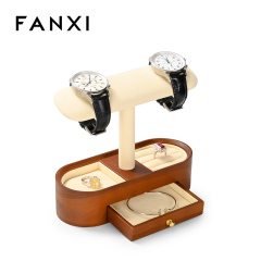 FANXI factory black beige Wooden Microfiber fashion jewelry holder