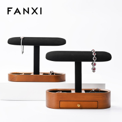 FANXI factory black beige Wooden Microfiber fashion jewelry holder