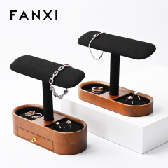 FANXI factory black beige Wooden Microfiber fashion jewelry holder