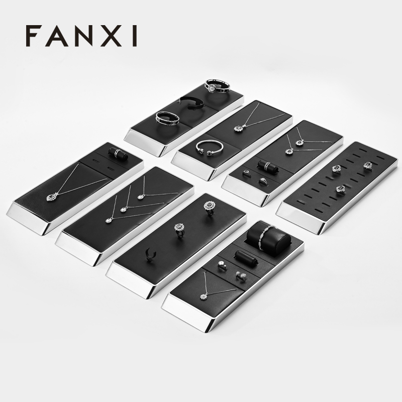 FANXI new arrival Black PU leather metal display for jewelry