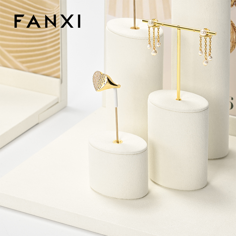 FANXI high end Off white Microfiber acrylic jewelry display