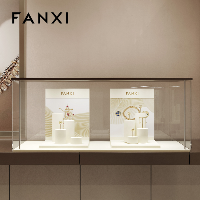 FANXI high end Off white Microfiber acrylic jewelry display