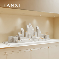 FANXI high quality Beige linen luxury jewelry display stand