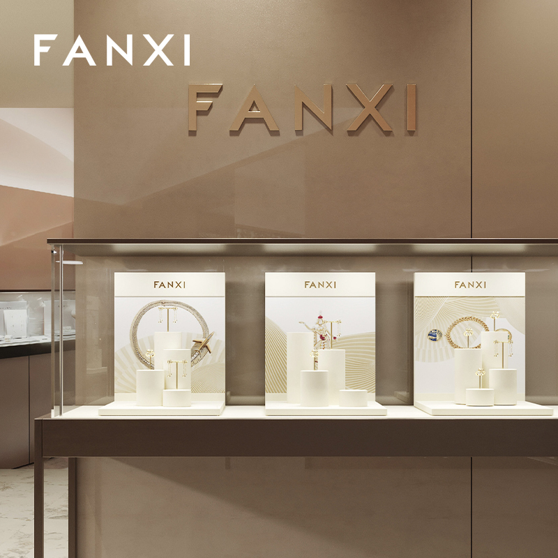 FANXI high end Off white Microfiber acrylic jewelry display