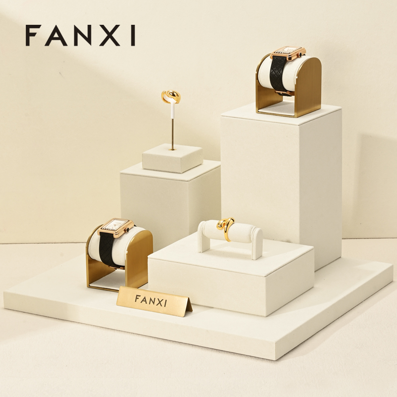 FANXI fashion Beige Microfiber jewelry display rack