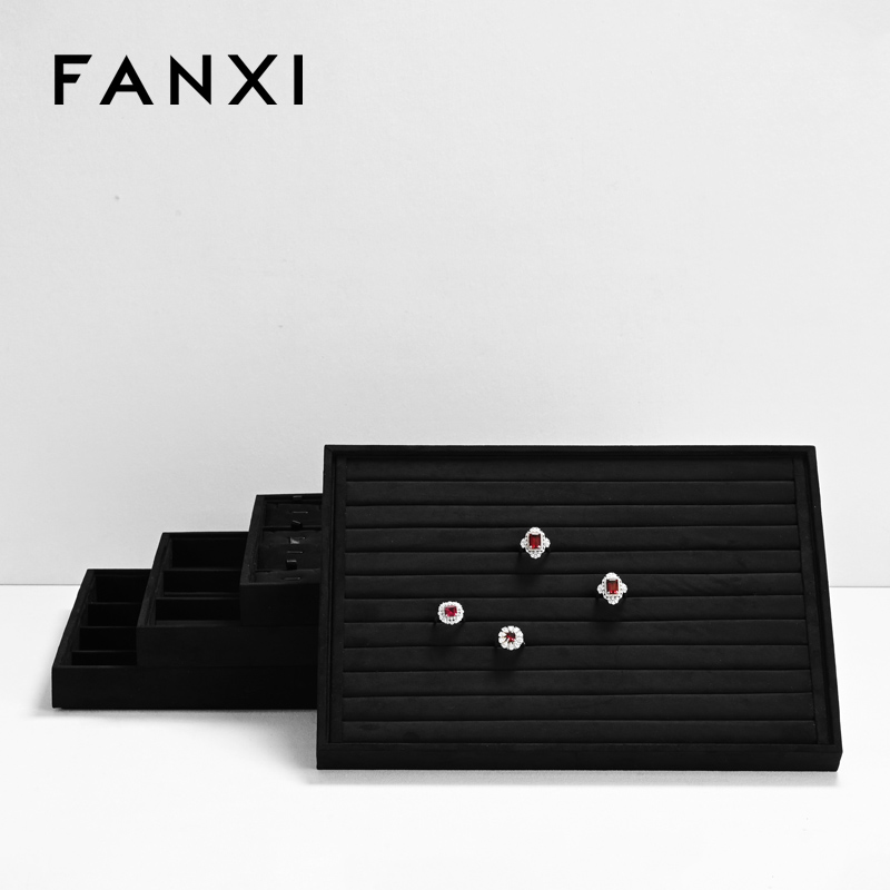 FANXI new arrival Black Microfiber jewelry tray display