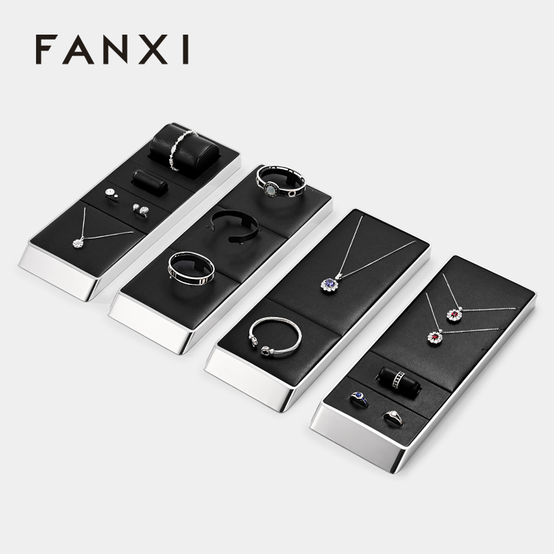 FANXI new arrival Black PU leather metal display for jewelry