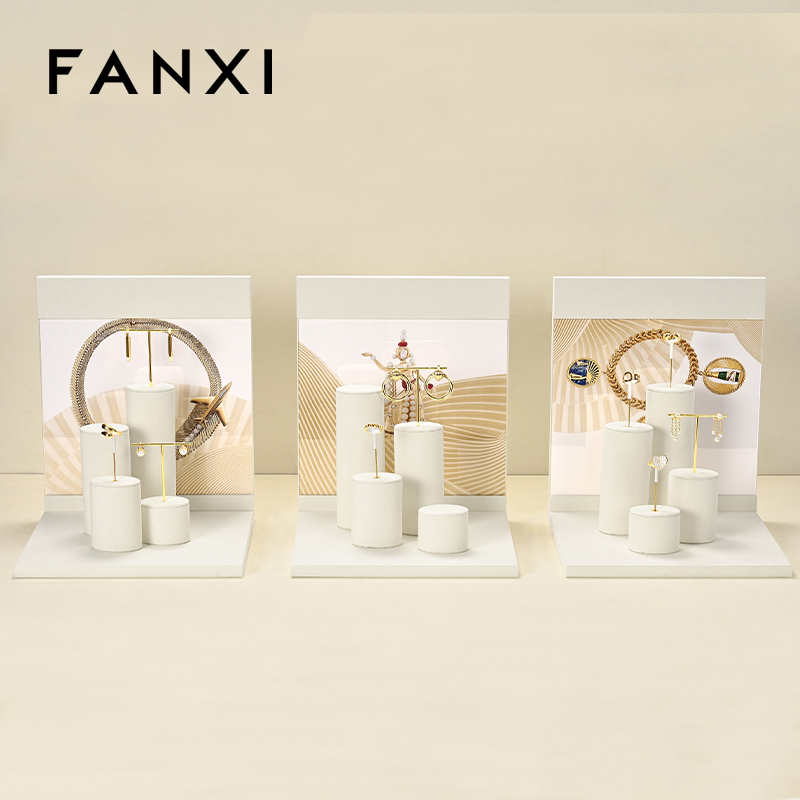 FANXI high end Off white Microfiber acrylic jewelry display