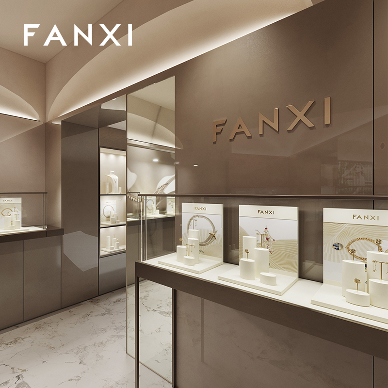 FANXI high end Off white Microfiber acrylic jewelry display