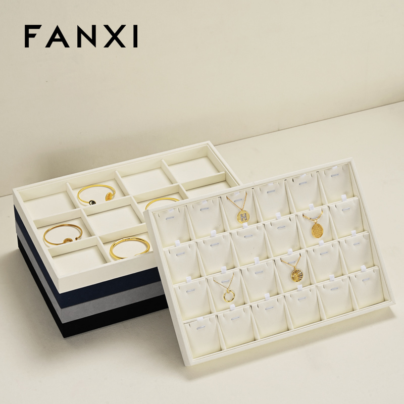 FANXI new arrival Black Microfiber jewelry tray display