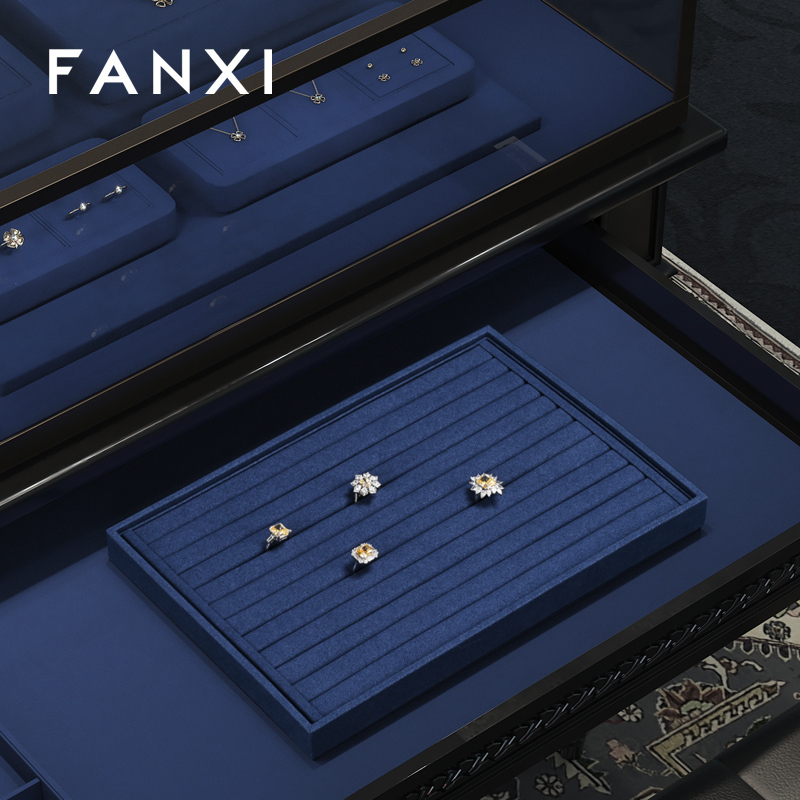 FANXI new arrival Black Microfiber jewelry tray display