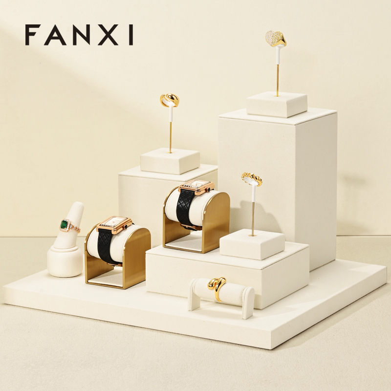 FANXI fashion Beige Microfiber jewelry display rack