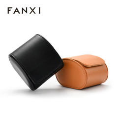 FANXI custom Brown PU leather and velvet watch storage bag