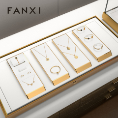 FANXI factory White PU leather metal luxurious jewelry display