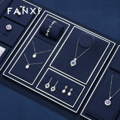 FANXI new arrival Blue Microfiber metal jewellery display