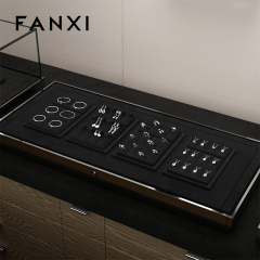 FANXI new arrival Black Microfiber jewelry ring holder