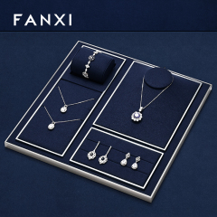 FANXI new arrival Blue Microfiber metal jewellery display