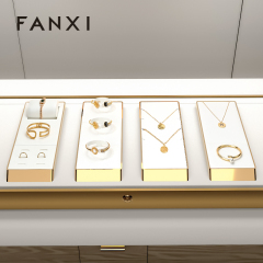 FANXI factory White PU leather metal luxurious jewelry display