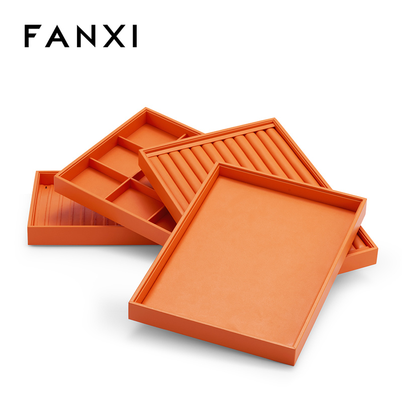 FANXI custom Multiple colors available leather stackable jewelry trays