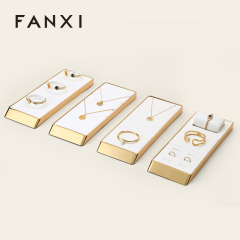 FANXI factory White PU leather metal luxurious jewelry display