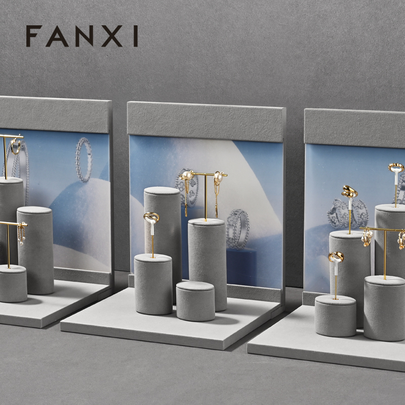 FANXI new arrival Gray Microfiber jewellery display stand