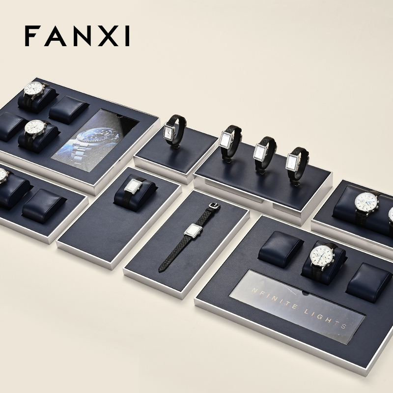 FANXI wholesale Blue metal luxury watch display stand