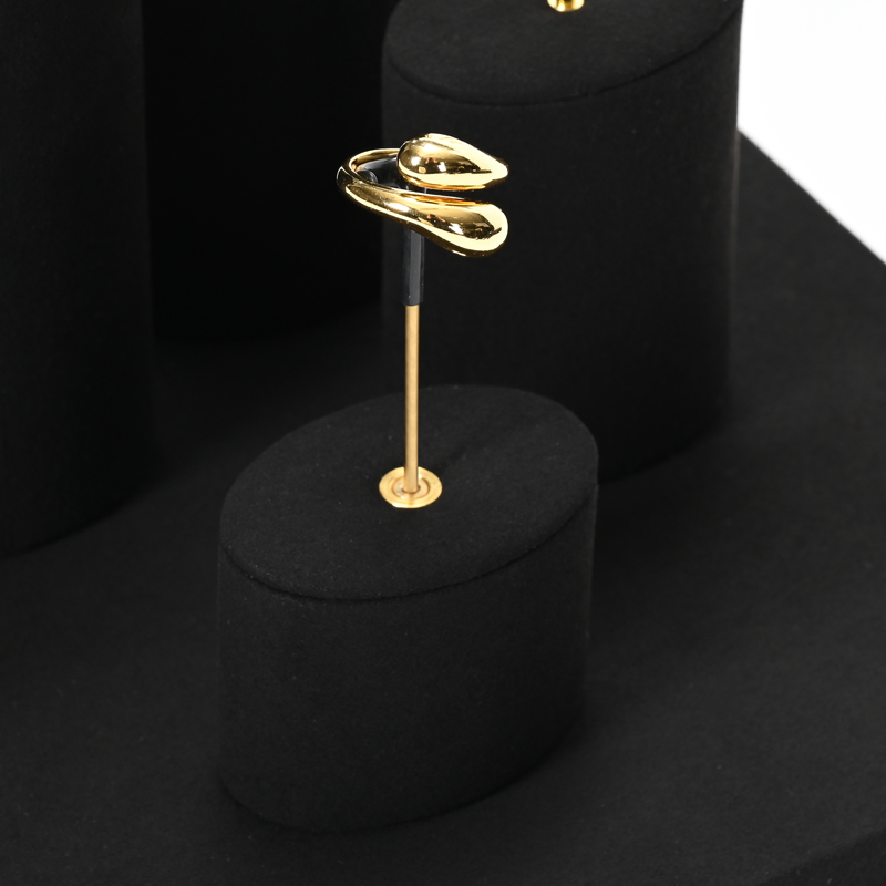 FANXI luxury Black Microfiber jewelry ring holder display