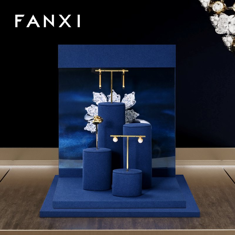 FANXI new arrival Blue Microfiber jewelry display rack