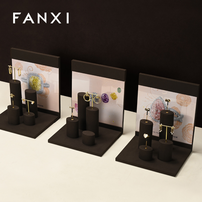 FANXI fashion Brown Microfiber jewelry display stand set