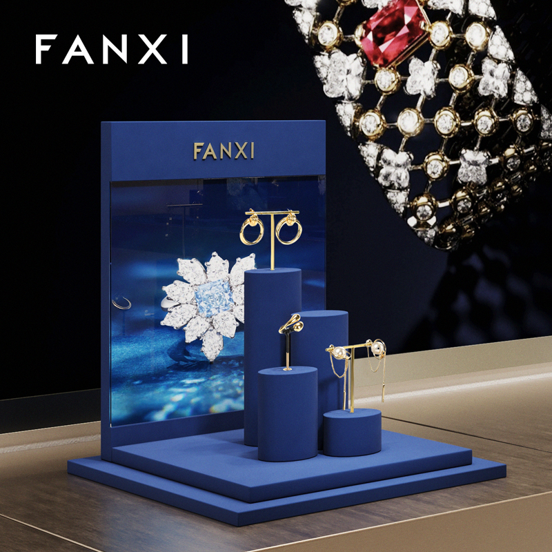 FANXI new arrival Blue Microfiber jewelry display rack