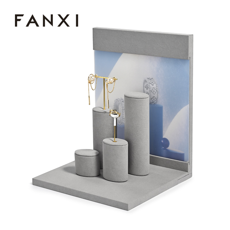 FANXI new arrival Gray Microfiber jewellery display stand