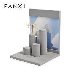 FANXI new arrival Gray Microfiber jewellery display stand