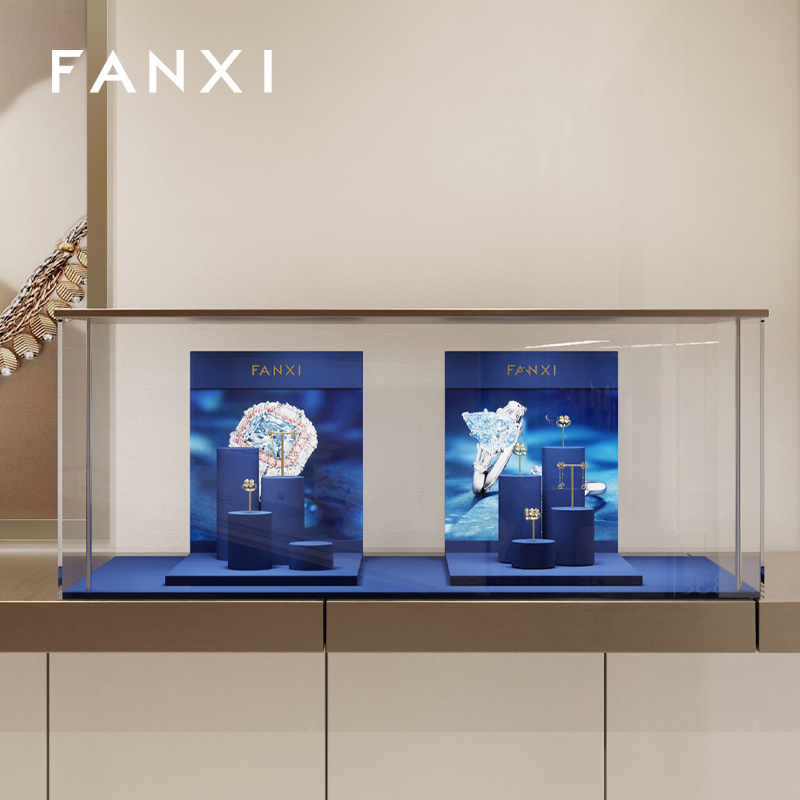 FANXI new arrival Blue Microfiber jewelry display rack