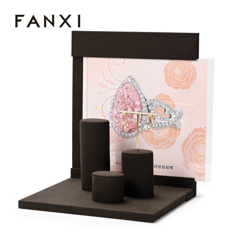 FANXI fashion Brown Microfiber jewelry display stand set