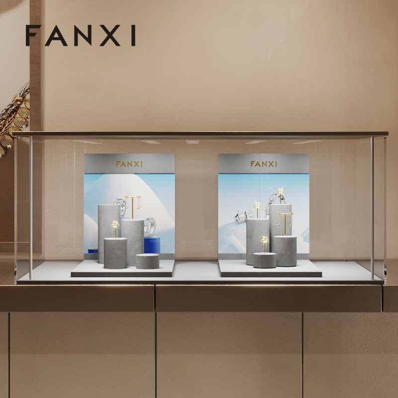 FANXI new arrival Gray Microfiber jewellery display stand
