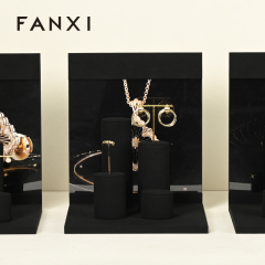 FANXI luxury Black Microfiber jewelry ring holder display